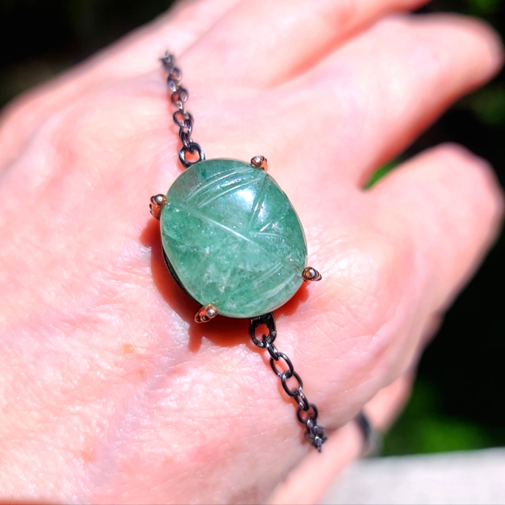 LARGE Aventurine sterling bracelet 7.5"
